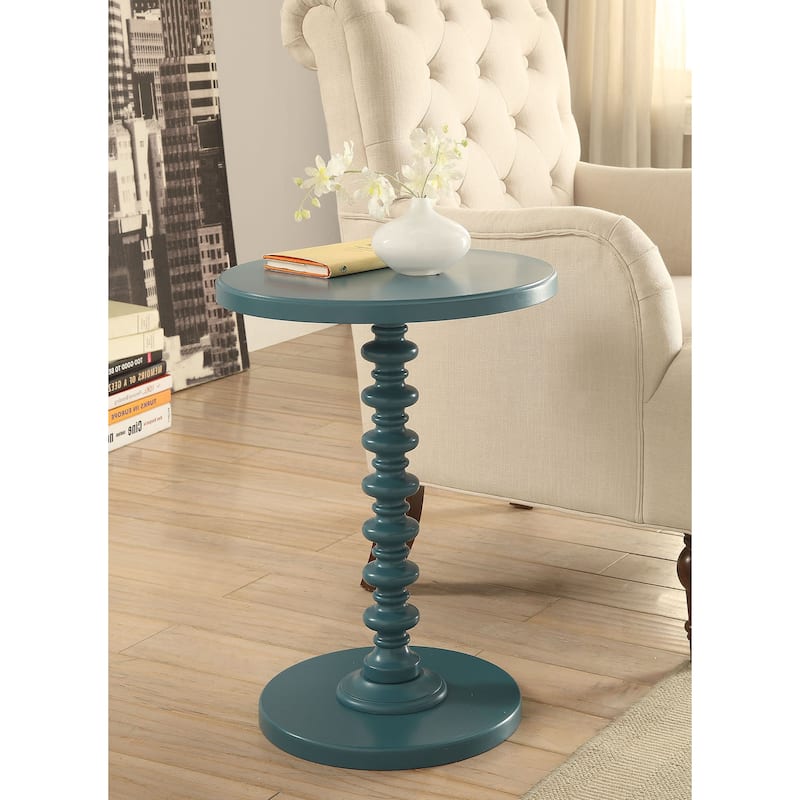 Salisa Round Wooden Side Table - Teal