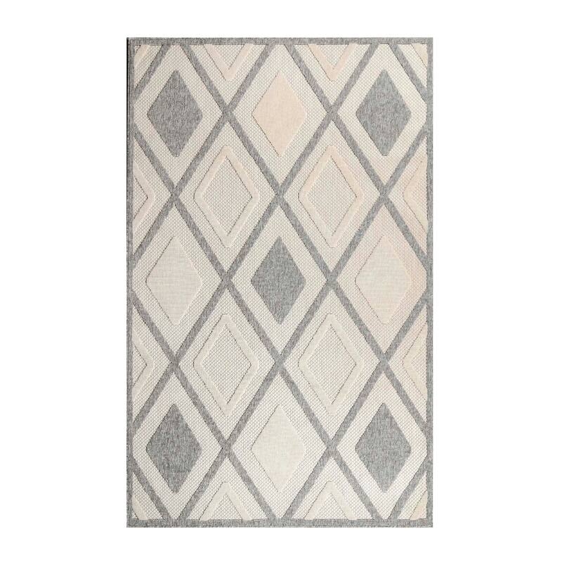 Superior Geometric Diamond Lattice Indoor Outdoor Area Rug
