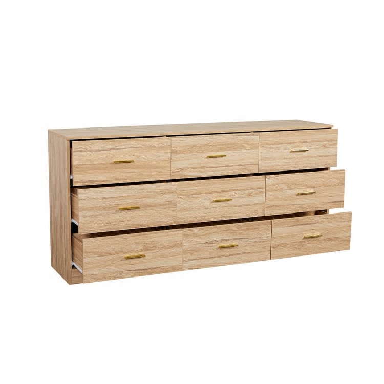 Modern 9-Drawer Dresser for Bedroom - Ample Storage Wide Chest of Drawers, Sturdy & Safe