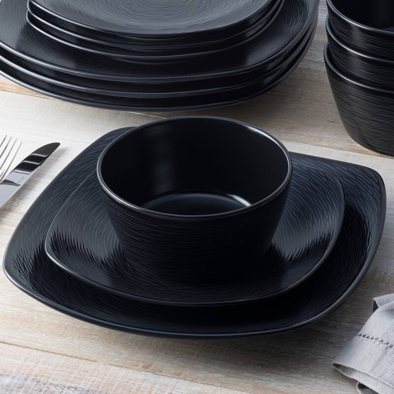 Noritake Colorscapes Swirl 16-Piece Square Dinnerware Set, Service For 4
