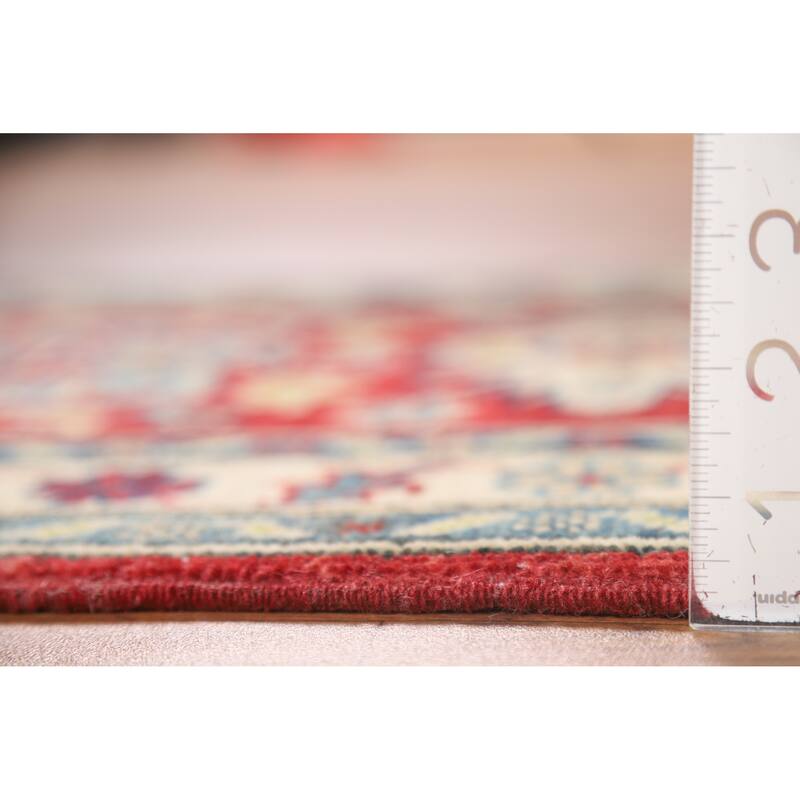 Red Geometric Kazak Oriental Foyer Rug Handmade Wool Carpet - 2'0" x 3'0"