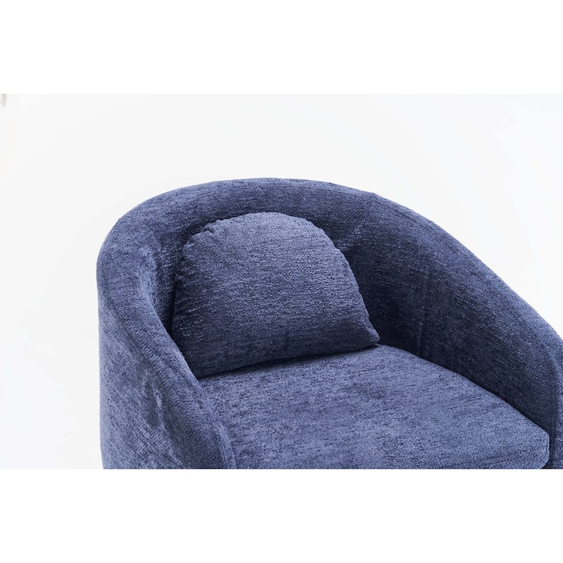 Fabric Dining Armchair With Back Cushion and Universal Wheels