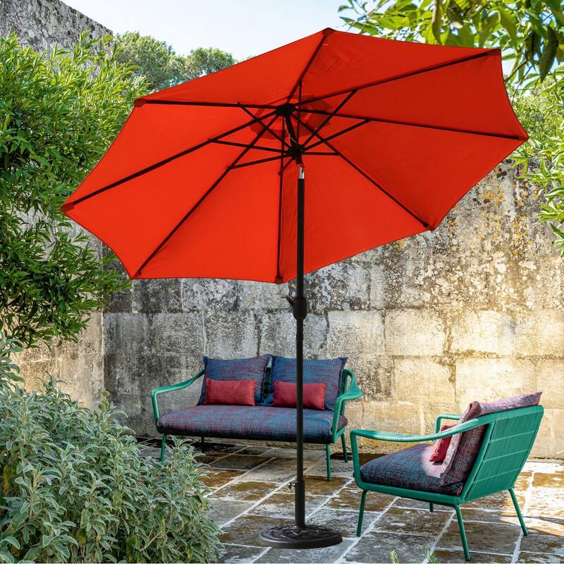 Davee Furniture 9 Ft Orange Patio Umbrella with Base Included