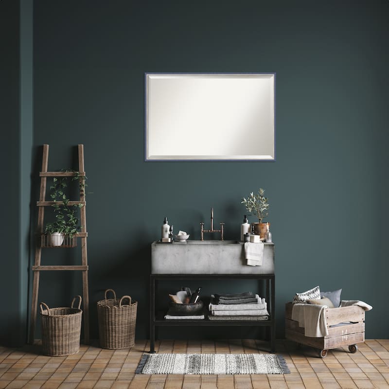 Theo Narrow Beveled Wood Framed Bathroom Vanity Wall Mirror
