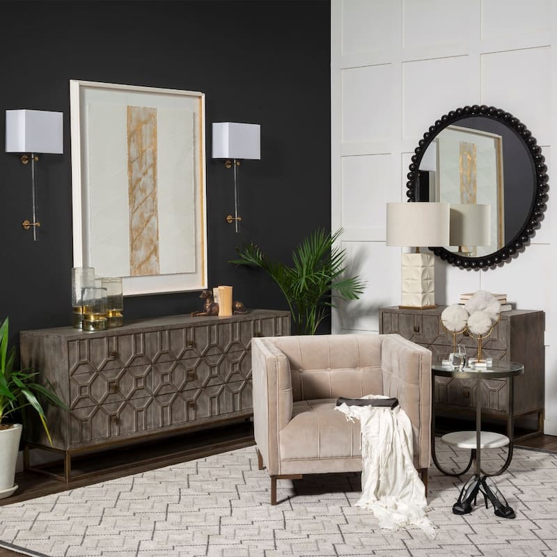 24-Inch Glass Round End Table with Metal Base and Shelves for Living Room - 20” x 20” x 24”