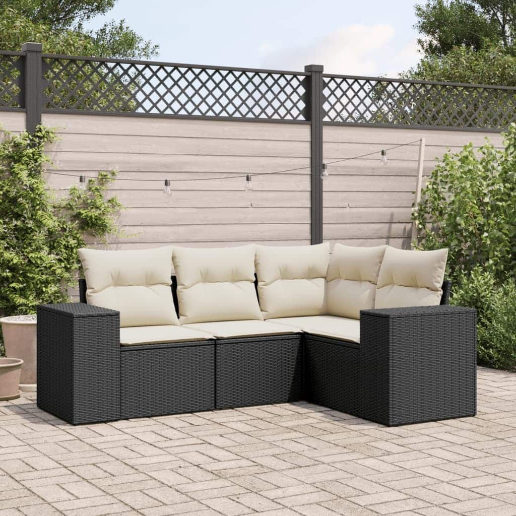 vidaXL Patio Sofa Set with Cushions Outdoor Conversation Furniture Poly Rattan