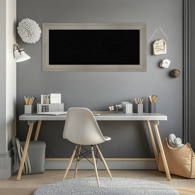 Grand Greywash Narrow Framed Cork Board - Bulletin Board, Organization Board, Pin Board