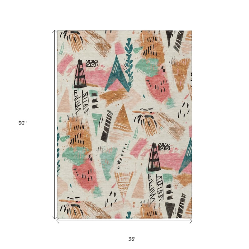 HomeRoots Abstract Transitional Rectangle Outdoor Rug