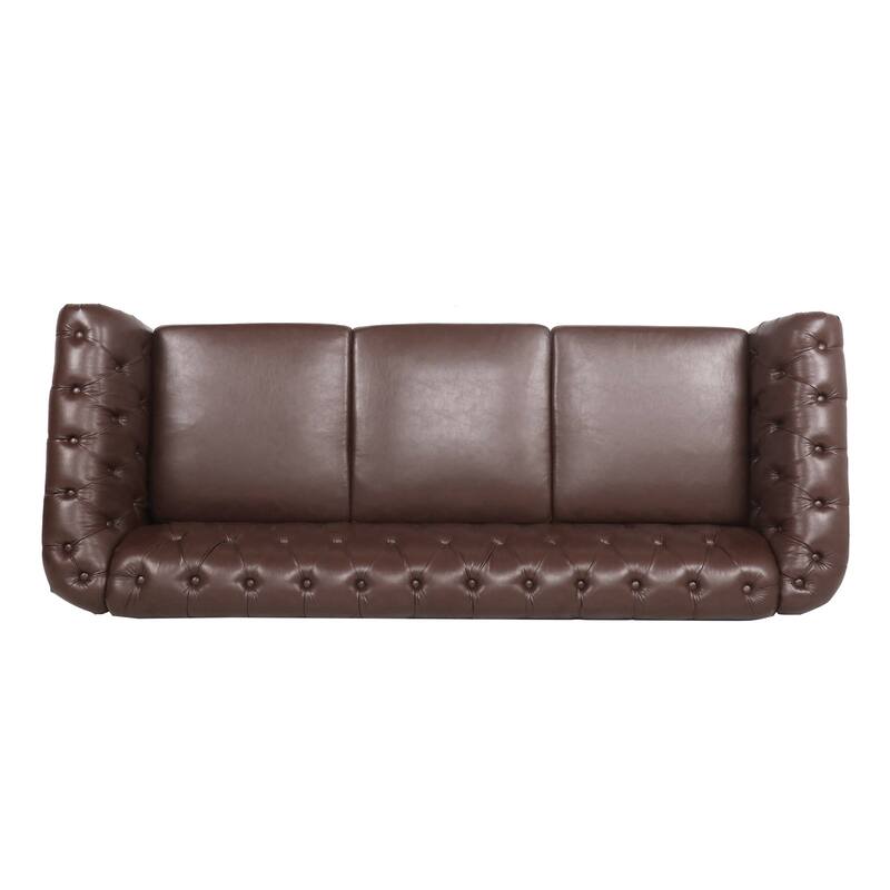 Upholstered Rolled Arm Chesterfield 3-Seater Sofa