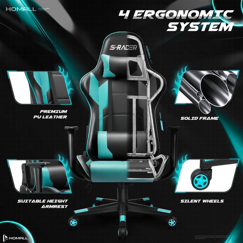Homall Ergonomic Faux Leather Adjustable Swivel Office Gaming Chair