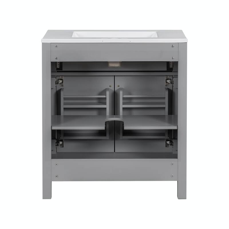 30-inch Modern Bathroom Vanity with Ceramic Sink and Versatile Storage