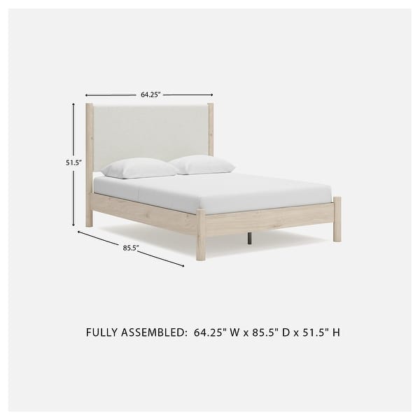 dimension image slide 1 of 3, Signature Design by Ashley Cadmori Upholstered Panel Platform Bed