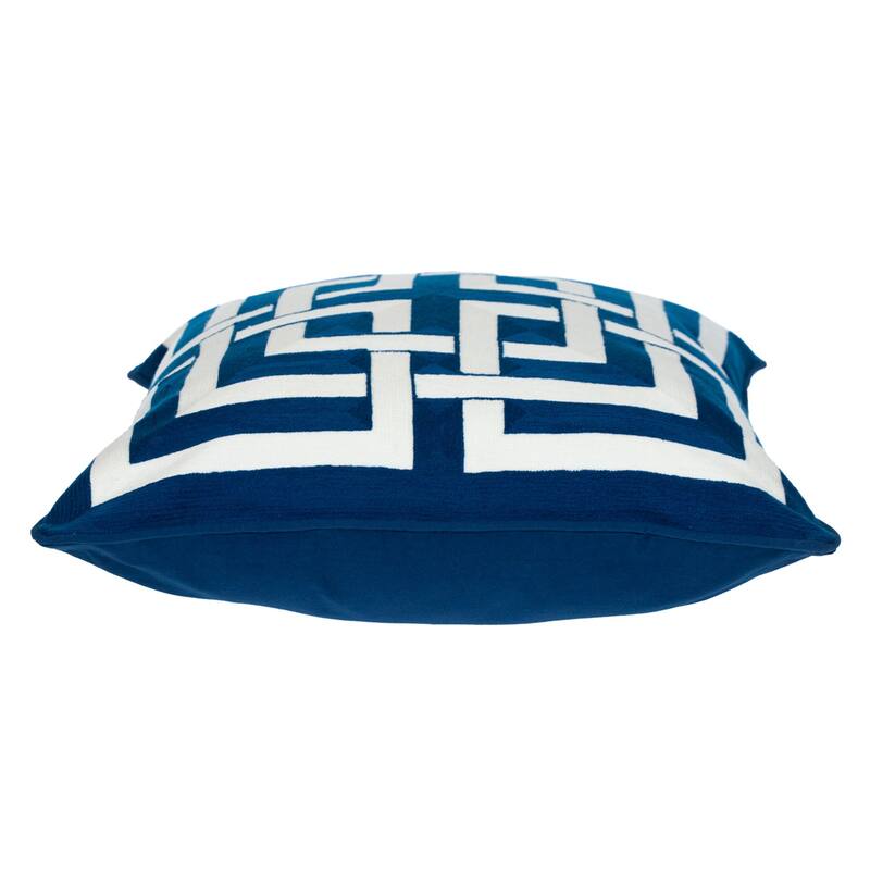 Square Interlocking Cotton Throw Pillow - 20" - Blue and White