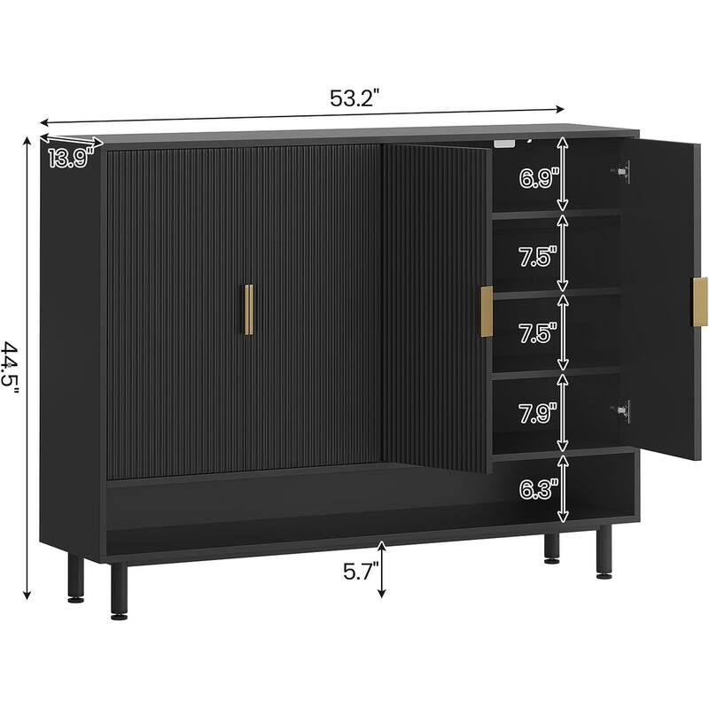 Shoe Storage Cabinet Shoe Organizer 3 Adjustable Shelves Metal Legs