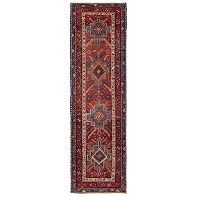 ECARPETGALLERY Hand-knotted Konya Anatolian Red Wool Rug - 3' 8" x 12' 6"