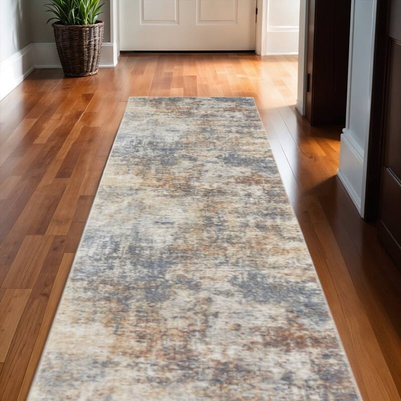 HomeRoots Abstract Modern Rectangle Area Rug - 144.00 in. x 26.00 in.  x 0.25 in.