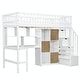 preview thumbnail 28 of 31, Wooden Twin Loft Bed with Built-in Desk, LED Lights, Storage Shelves, Cabinets & Staircase