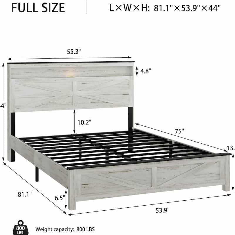 ​White Platform Bed - Hidden Storage & USB Ports