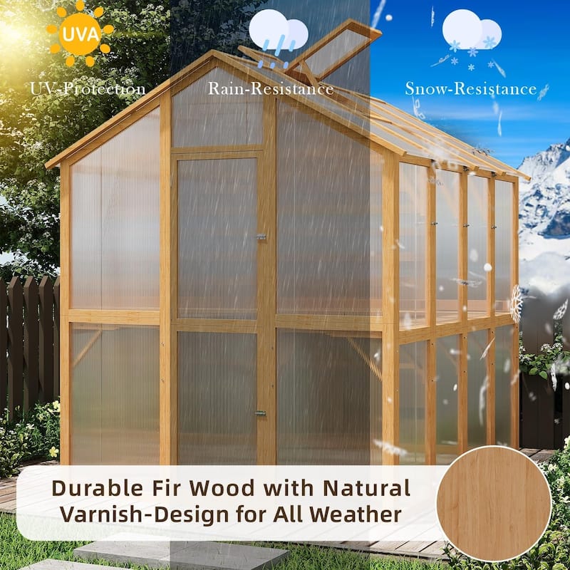 AECOJOY Heavy Duty Wood Greenhouse, Greenhouses for Outdoors with Openable Window & Lockable Door