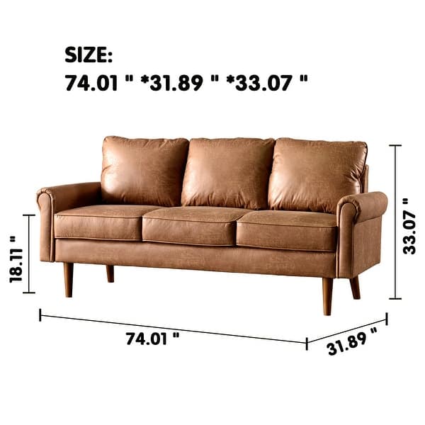 dimension image slide 5 of 6, OVIOS Upholstered Mid-century Sofa