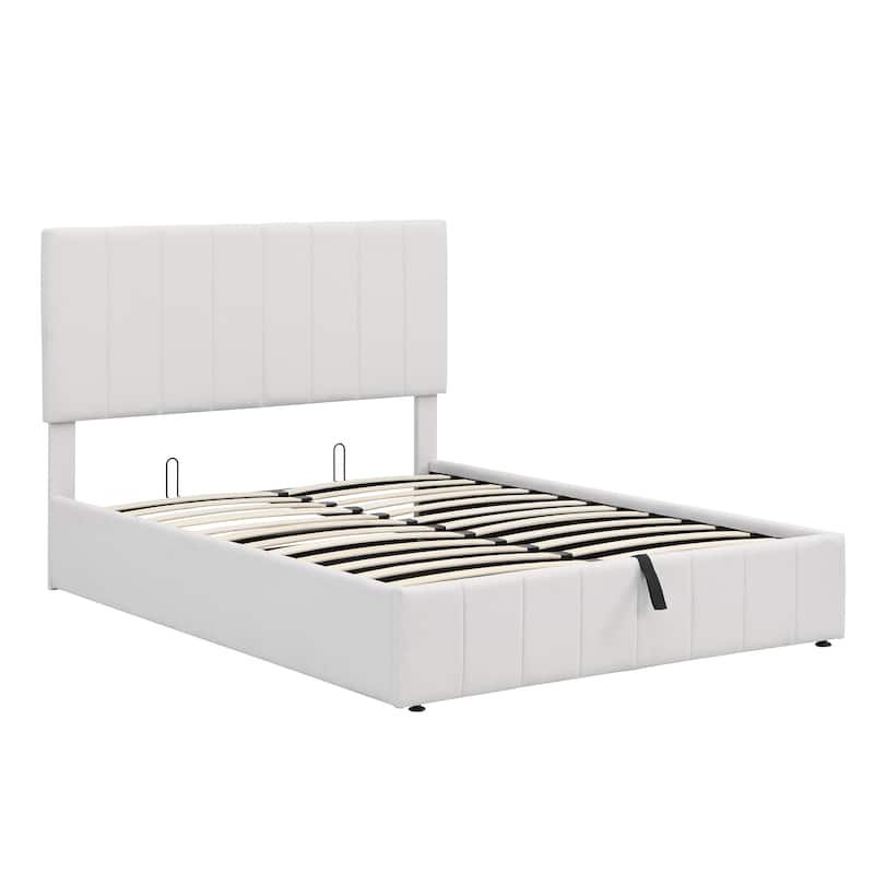 Upholstered Platform bed with a Hydraulic Storage System Bed Bath