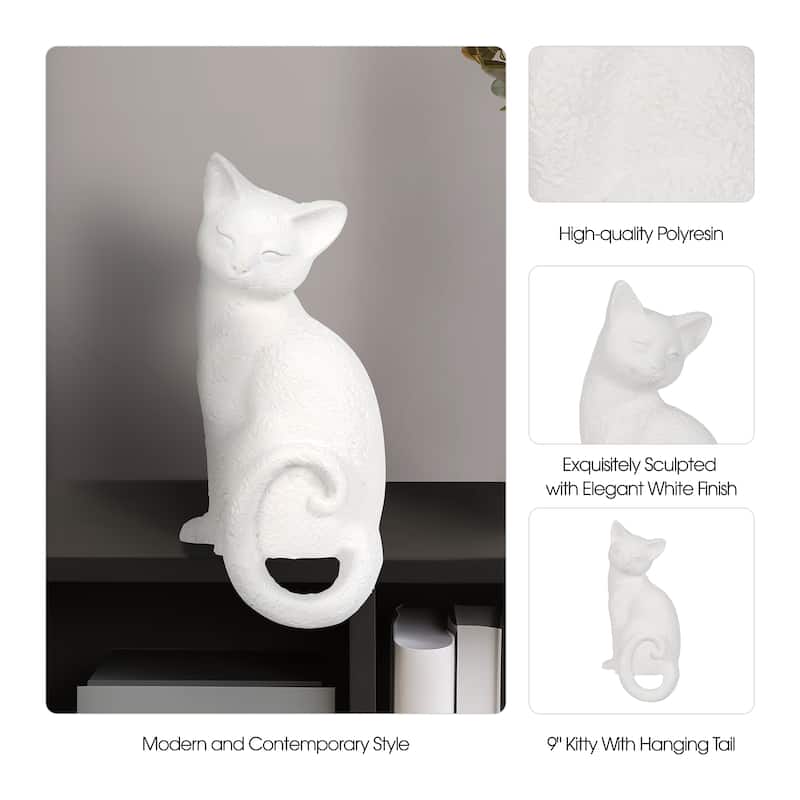 Sagebrook Home Kitty Figurines, White, Perfect for Decor