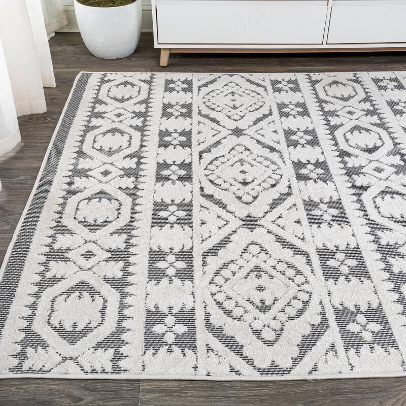 JONATHAN Y Jordan High-Low Pile Mediterranean Tile Indoor/Outdoor Area Rug