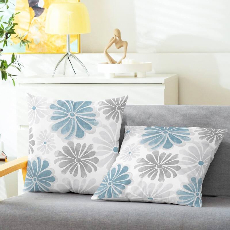 Throw Pillow Cases Pack of 2 Cozy Fleece TwoTone Blooming Flowers