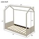 preview thumbnail 6 of 21, Twin/ Full Size Velvet House Bed with Roof, Pinewood Frame Wood Bed for Bedroom