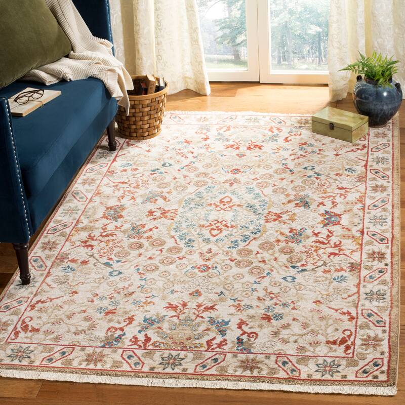 SAFAVIEH Kashan Aleta Oriental Rug with Fringe - 8' x 10' - Ivory/Ivory