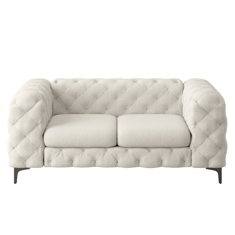 Corvus Chesterfield Aosta Tufted Velvet Loveseat - White
