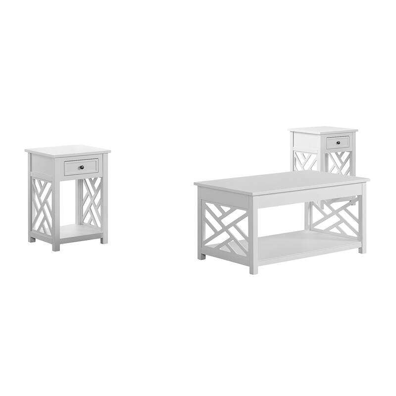 Porch & Den Altadena Coffee Table and Two End Tables with Drawer