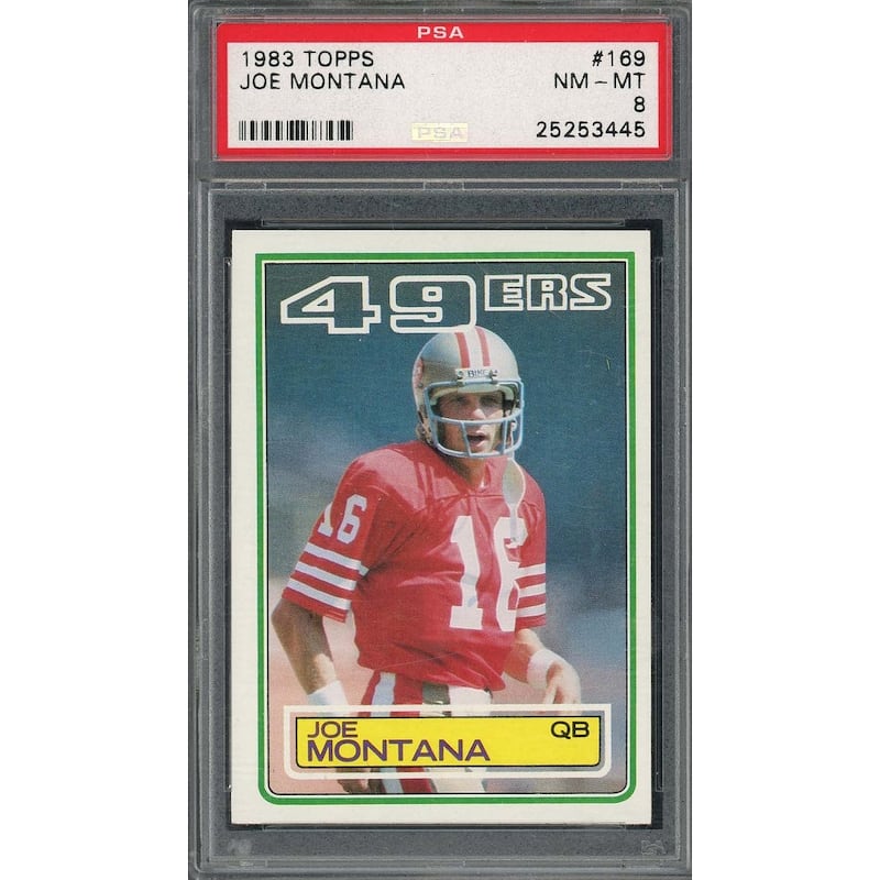 Joe Montana 1983 Topps Football Card #169 Graded PSA 8 - 8'6" x 11'6"