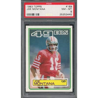Joe Montana 1983 Topps Football Card #169 Graded PSA 8 - 8'6" x 11'6"