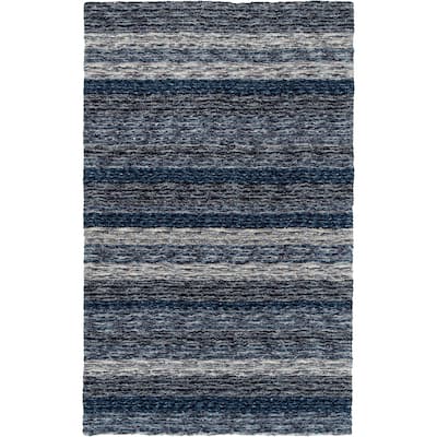 Addison Sanibel Striped Grey Shag Area Rug