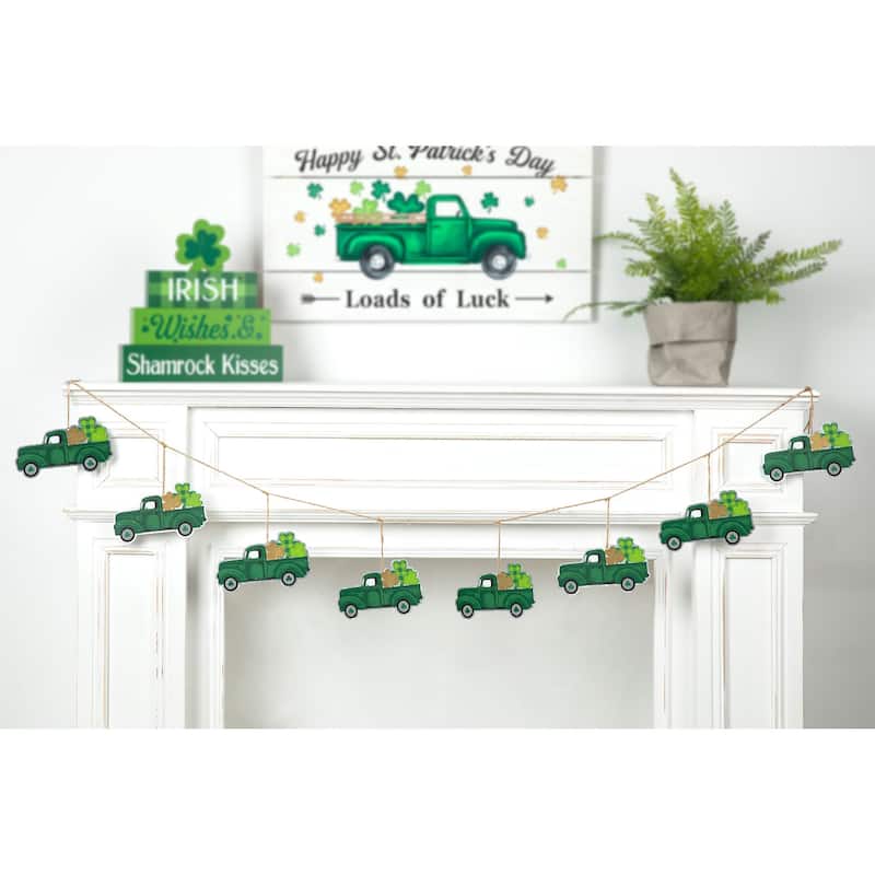 Glitzhome 72"L St. Patrick's Day Holiday Shamrocks Garland