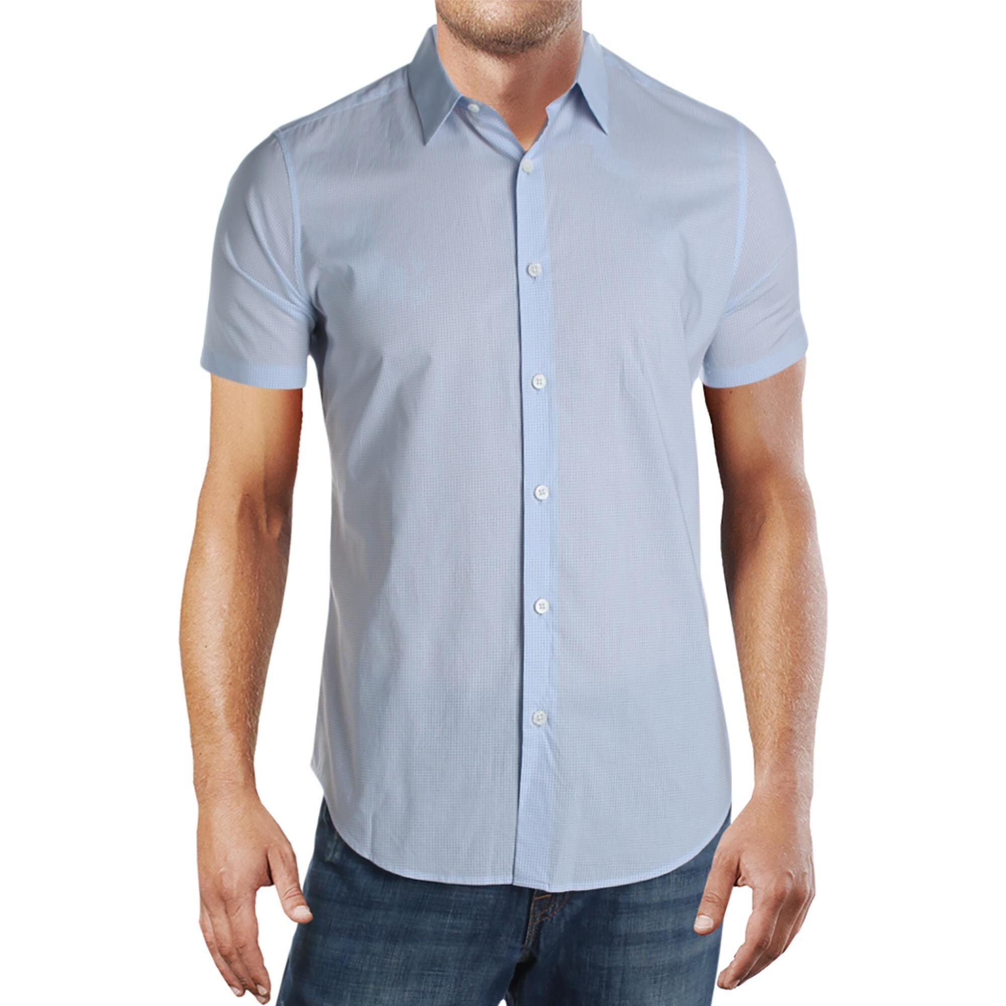 Shop Theory Mens Button Down Shirt Cotton Collared Blue S