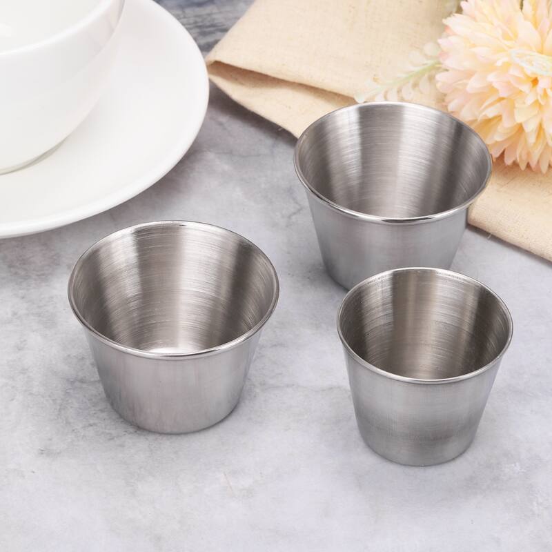 Stainless Steel Shot Glasses, 6pcs 80ml/2.8 OZ Clear for Bar Restaurants Home - Silver