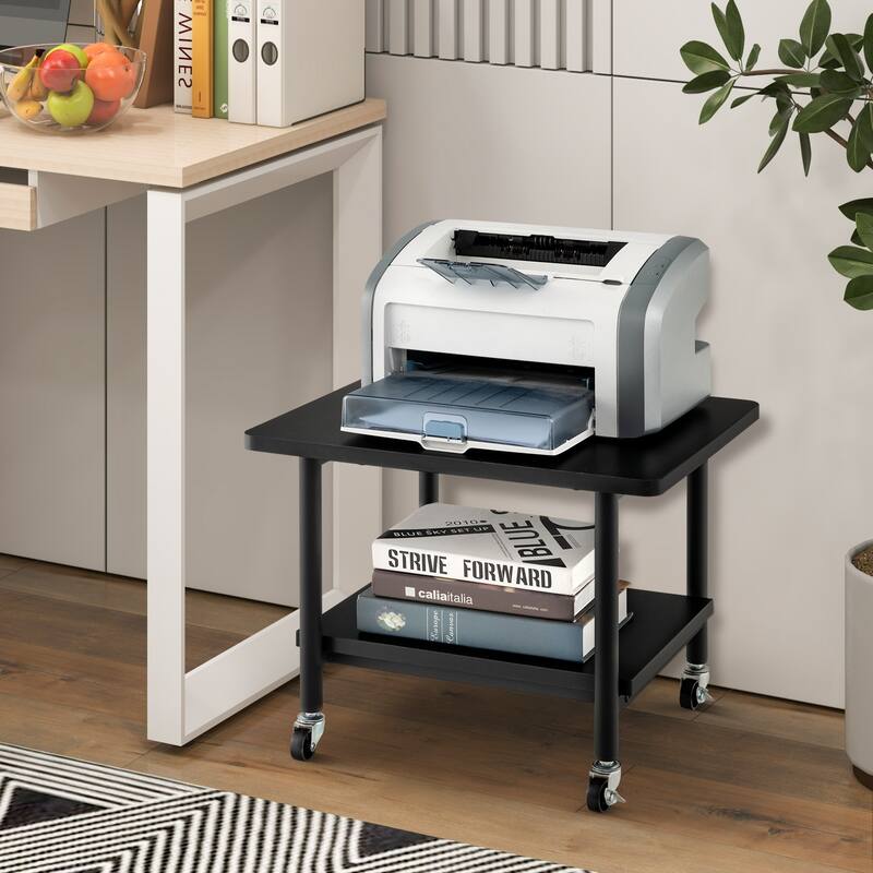 Gymax Printer Stand w/ Storage Under Desk Printer Table w/ 4 Wheels - See Details