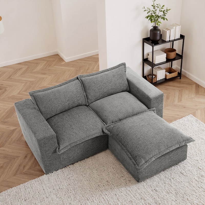 Chenille L-Shaped Modular Sectional Sofa Comfy Cloud Couch For Living Room