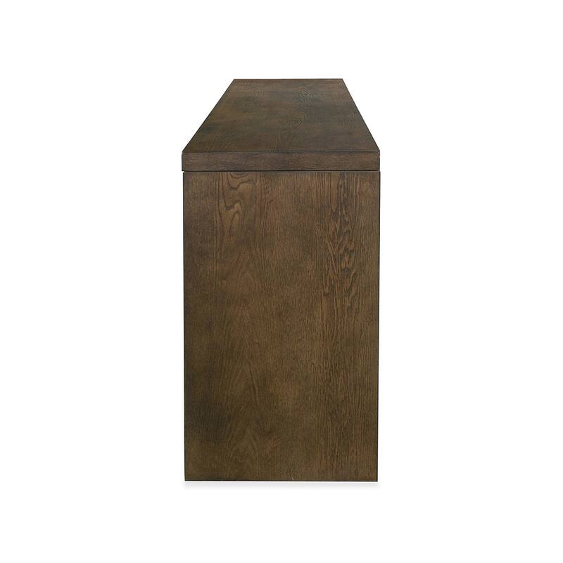 Magnussen Home Merrick Homestead Brown and Clear Glass Rectangular Sofa Table - 64''W x 16''D x 29''H