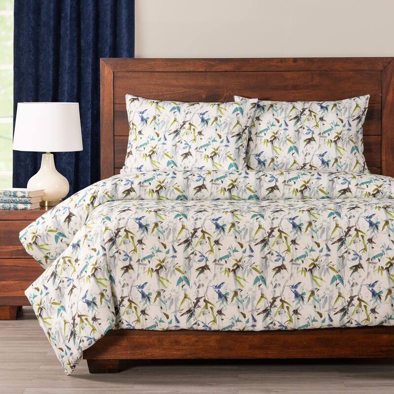 Siscovers Hummingbird Abstract Print Duvet Set - Sapphire - Queen - 3 Piece