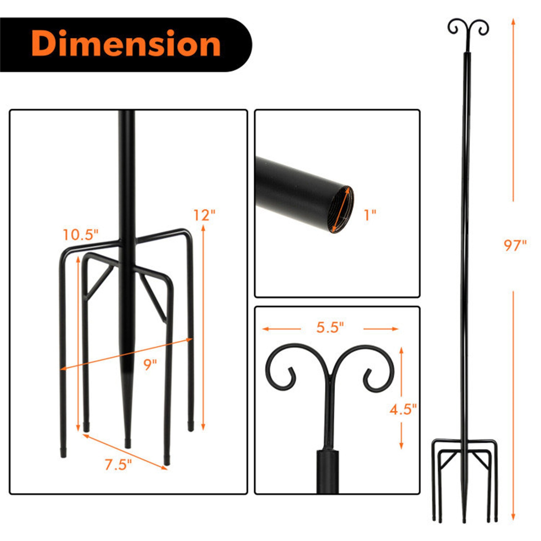 2 Pack） String Light Pole for Outdoor String Lights - Metal Poles