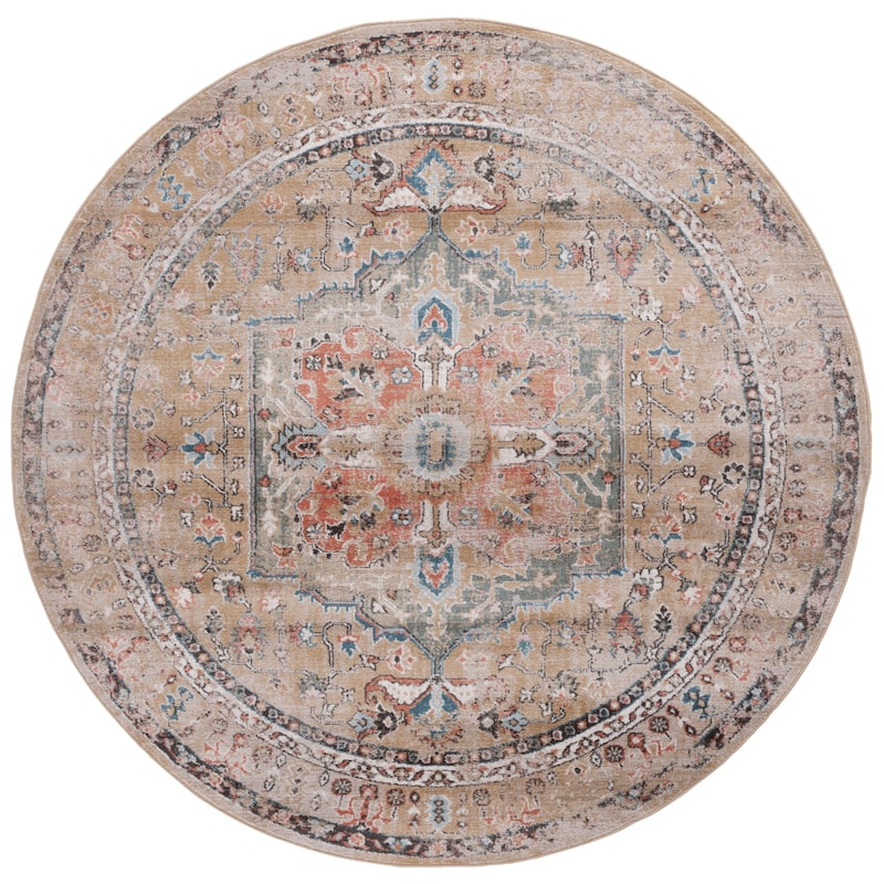 SAFAVIEH Cornelia Reinharda Vintage Rug - 6'7" Round - Gold