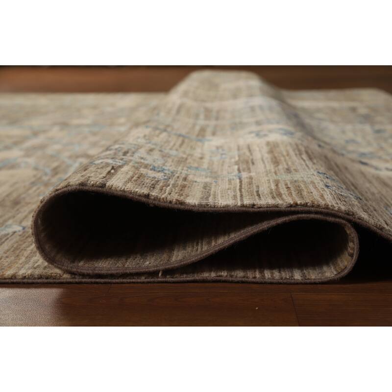 Hand Knotted Oriental 100% Wool Carpet Transitional Floral Brown Oushak Area Rug - 10' 0'' X 7' 10''
