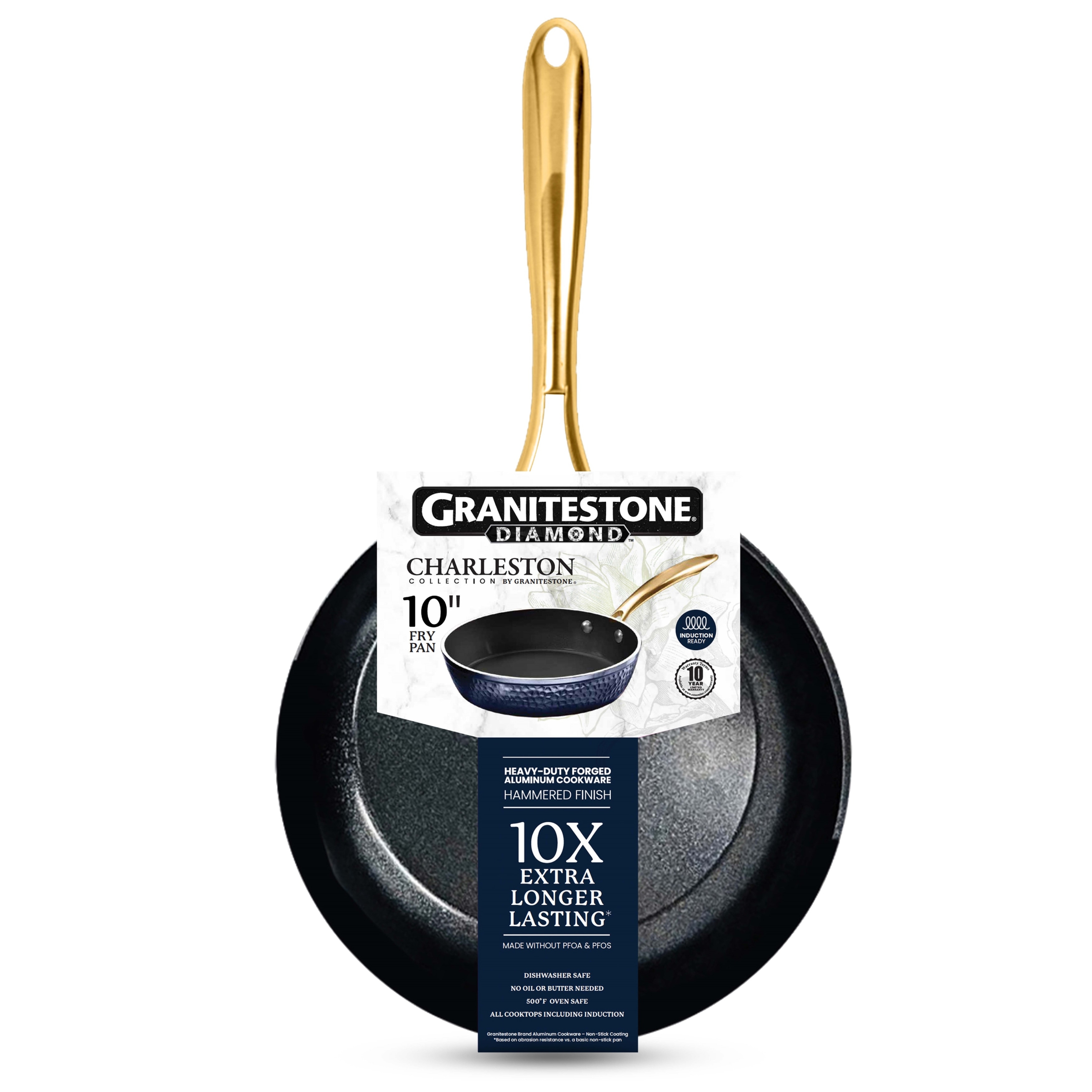 Granitestone Charleston Hammered 10 inch Nonstick Navy Frying Pan - Blue