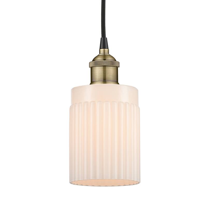 Innovations Lighting 616-1P-10-5 Hadley Pendant Hadley 5" Wide Mini - Black Antique Brass / Matte White