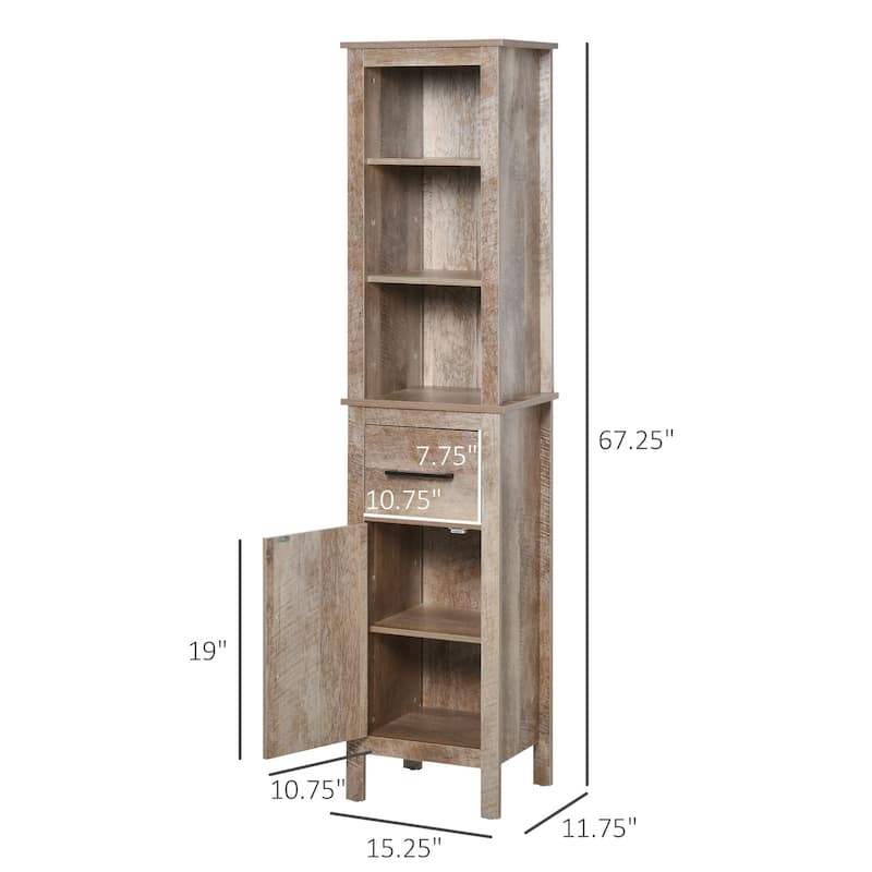 Bathroom Storage Cabinet, Freestanding Linen Tower with 3-Tier Open ...