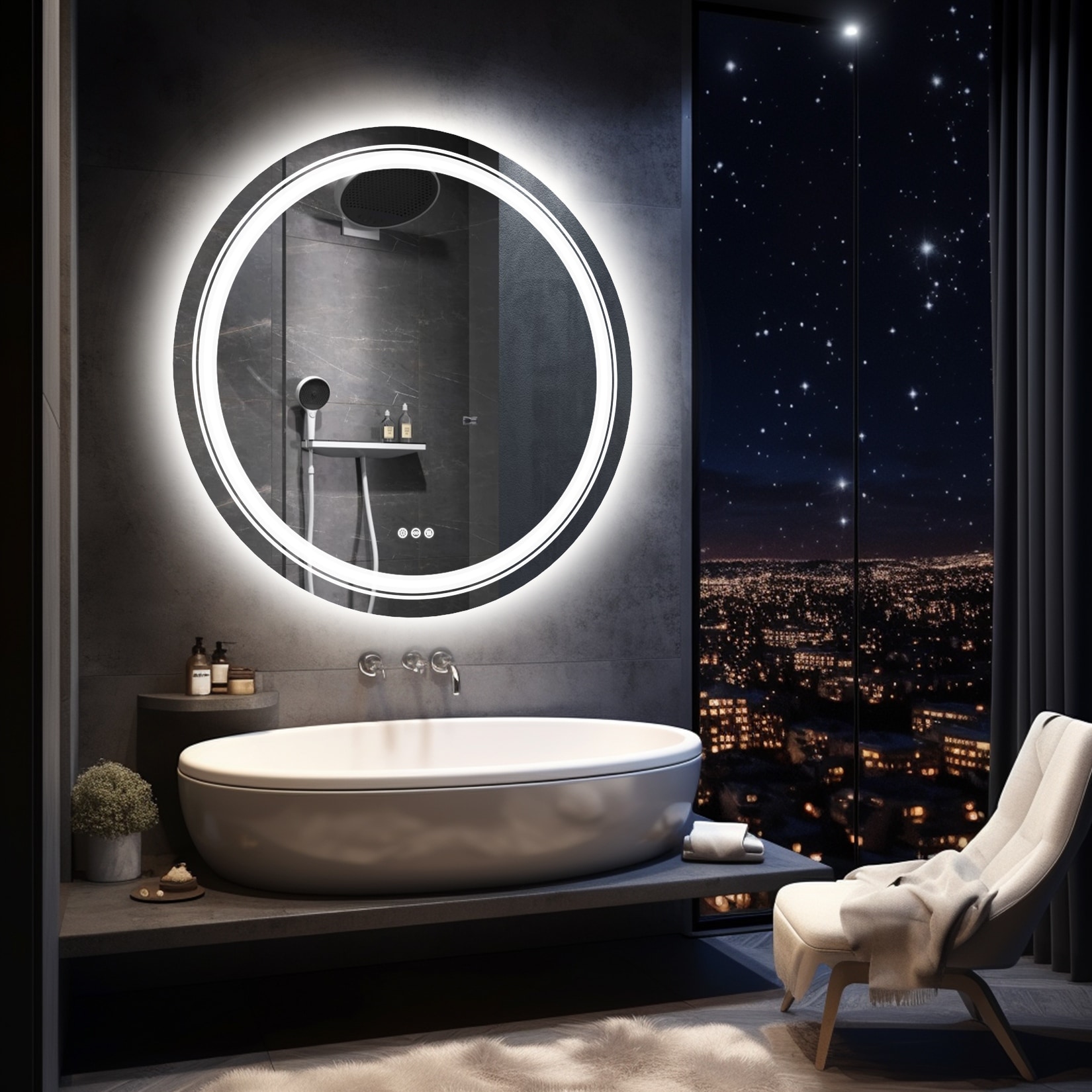 Led Illuminated Bathroom Mirror 3 Lights Touch Switch Sensor Demister Pad