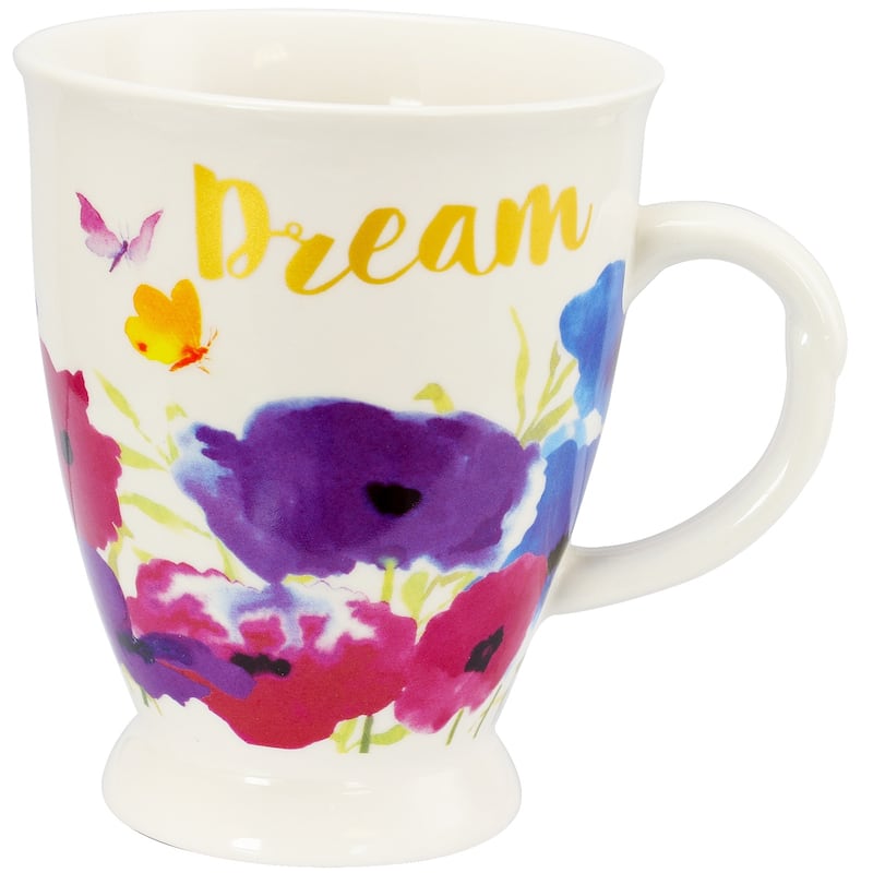 Gibson Bold Floral 17.4 oz Cup set of 4 Assorted Designs